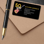 50 Rocks Pink Black金ゴールド50th Birthday Party ラベル<br><div class="desc">奥さん、ガールフレンド、パートナーか友人の50歳の誕生日パーティーを開いているの？その後クール、この50ロックピンクブラックと金ゴールドグリッター差出人住所ラベル素晴らしは、トレンディーのロックとロールのテーマを誕生日パーティーの招待エンベロープ上のRSVPアドレスと調整する方法である。ファンキーカラフルクールエレキギターとピンクピックガードイラストレーションと音符。ミュージシャン、ギタリストまたは音楽シンプル愛好家のロックスター誕生日パーティーのためにあなたはすべてのセットを使用してパーソナライズする簡単。オリジナルのアートワークby artist Catherine Sweetman</div>