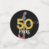 50 Rocks Pink Guitar 50th Birthdayパーティー コンフェッティ (スモール正面)