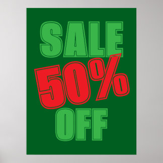 50% Sale Sign, Green and Red Christmas Sale  ポスター