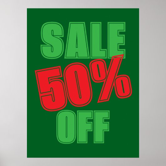 50% Sale Sign, Green and Red Christmas Sale  ポスター (正面)