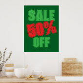 50% Sale Sign, Green and Red Christmas Sale  ポスター (キッチン)