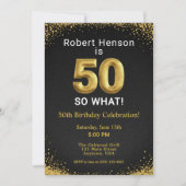 50 So What ブラック ゴールド 50歳の誕生日 招待状 (正面)