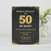 50 So What ブラック ゴールド 50歳の誕生日 招待状 (スタンド正面)
