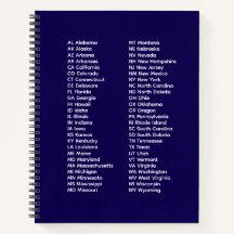 50 States Abbreviations – Blue Spiral Notebook