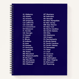 50 States Abbreviations – Blue Spiral Notebook ノートブック
