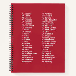 50 States Abbreviations – Red Spiral Notebook ノートブック
