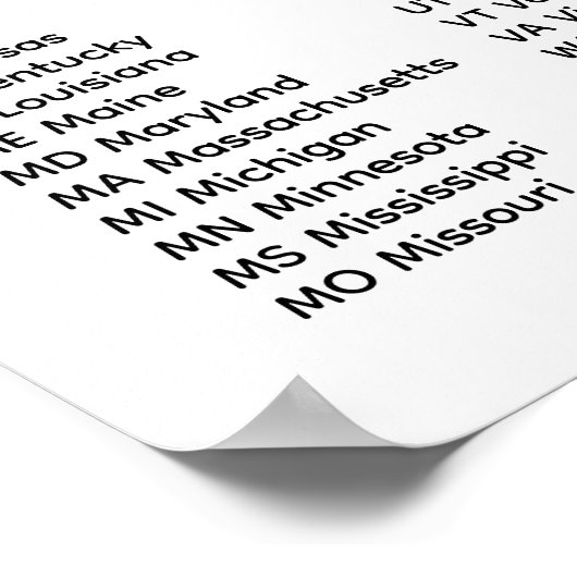 50 States List ポスター (角)