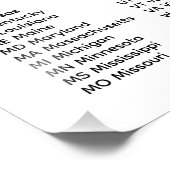 50 States List Alphabetical Order フォトプリント (角)