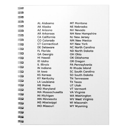 50 States List Spiral Photo Notebook ノートブック (正面)