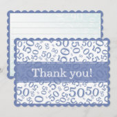 50 "Thank you!" Blue/White Random Number Pattern サンキューカード (正面/裏面)