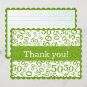 50 "Thank you!" Green/White Random Number Pattern サンキューカード (正面/裏面)