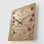 50 Wedding Anniversary Opulent Baroque Tulip Frame スクエア壁時計 (傾斜)