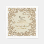 50 Wedding Anniversary Typography Gold Vine Frame  スタンダードカクテルナプキン (正面)