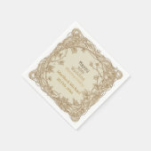 50 Wedding Anniversary Typography Gold Vine Frame  スタンダードカクテルナプキン (角)