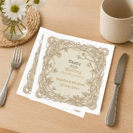 50 Wedding Anniversary Typography Gold Vine Frame  スタンダードカクテルナプキン