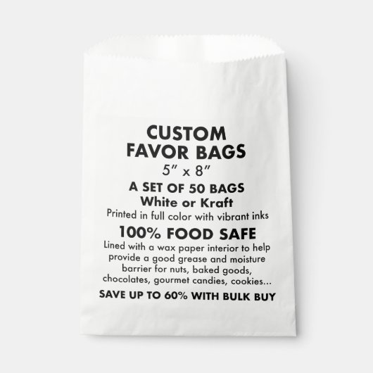 50 xカスタム白パーソナライズされたいバッグ フェイバーバッグ (正面)