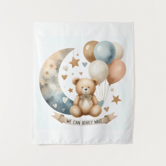 50" X 60" Tapestry Neutral Teddy Gender Reveal タペストリー (正面)