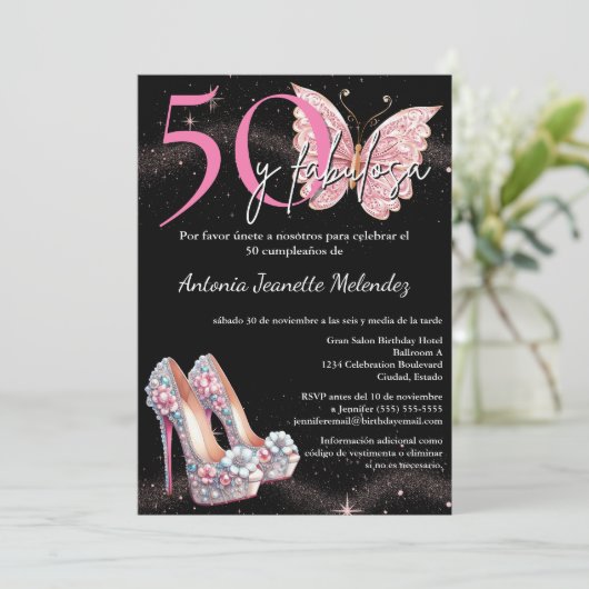 50 yファブローザインビタシオンスペインの- 50誕生日 招待状 (スタンド正面)