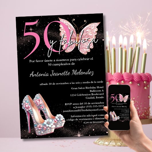 50 y Fabulosa 招待状 - スペイン語の50歳の誕生日