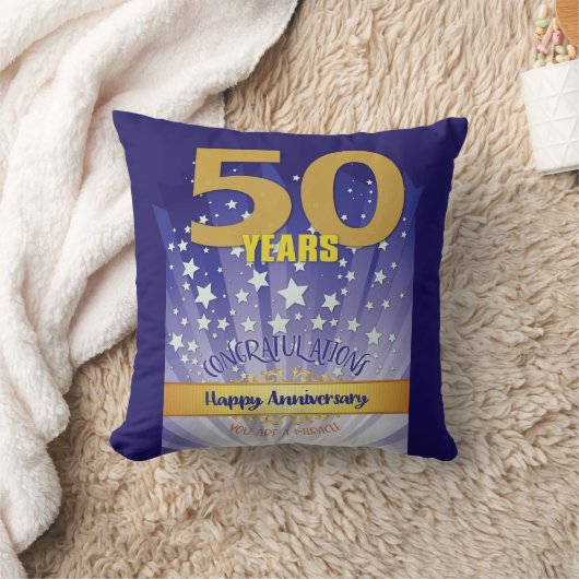 50 Year CUSTOM NAME 12 Step Anniversary Big Number クッション (ブランケット)