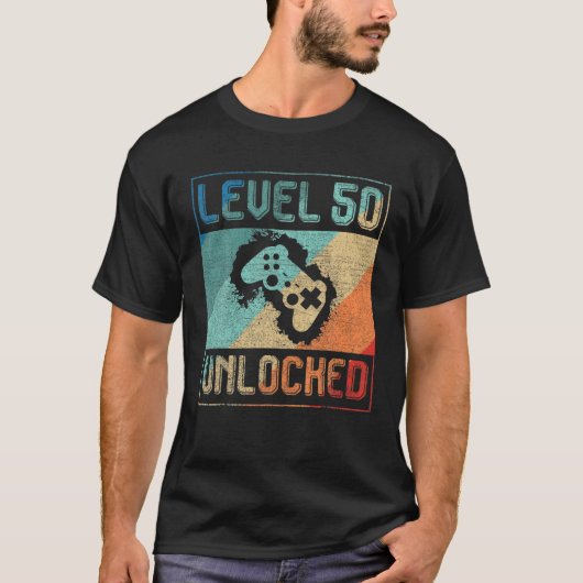 50 Year Old 50Th Birthday Level 50 Unlocked Video Tシャツ (正面)