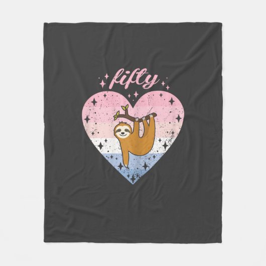 50 Year Old Cute Sloth Birthday Girl 50th B-day T- フリースブランケット (正面)