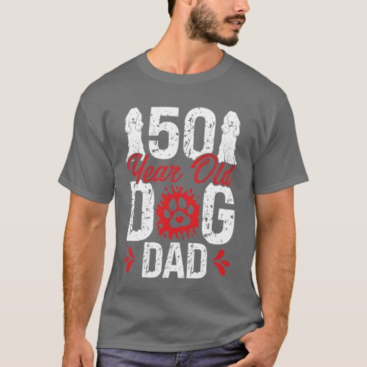 50 Year Old Dog Dad 50th Birthday for Dog friends  Tシャツ (正面)