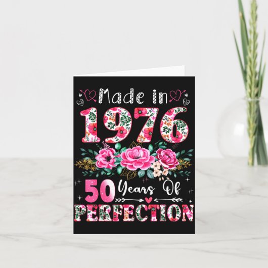 50 Year Old Made In 1976 Floral 50th Birthday Wome カード (正面)