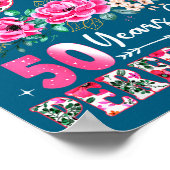 50 Year Old Made In 1976 Floral 50th Birthday Wome ポスター (角)