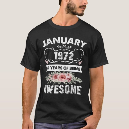 50 Year Old Made In January 1972 50Th Birthday Gif Tシャツ (正面)