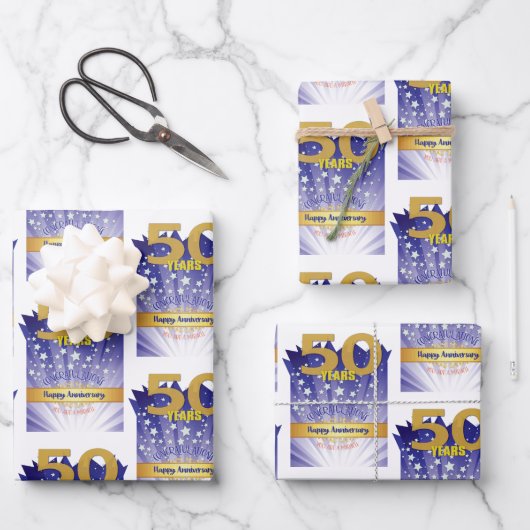 50 Year Recovery Anniversary Bold Numeral ラッピングペーパーシート (正面)