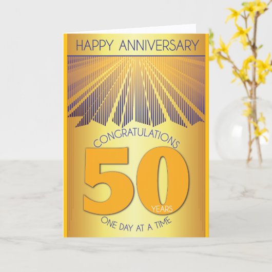 50 Year Sober Anniversary | Golden Ray 12 Step カード (黄色い花)