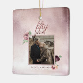 50 Year Wedding Anniversary Rose Gold Glitter セラミックオーナメント (左)