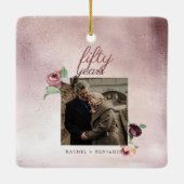 50 Year Wedding Anniversary Rose Gold Glitter セラミックオーナメント (裏面)