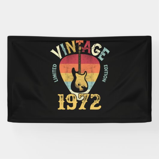 50 Years 1972 Guitar Pick 50th Birthday Guitarist 横断幕 (横)