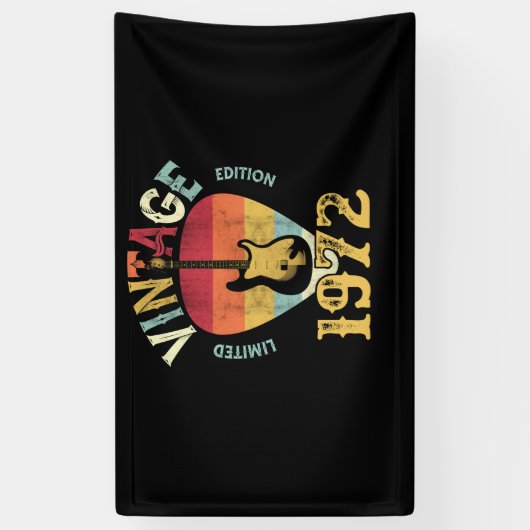 50 Years 1972 Guitar Pick 50th Birthday Guitarist 横断幕 (縦)