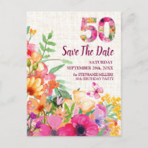 50 Years Flowers Floral Linen 50th Birthday