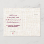 50 Years Flowers Floral Linen 50th Birthday 案内ポストカード (裏面)