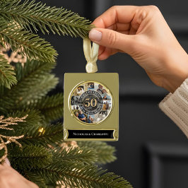 50 Years Golden Anniversary Infinity Photo Collage ゴールドプレートバナーオーナメント