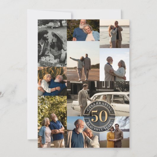 50 Years Love Infinity Photo Collage Anniversary 招待状 (裏面)