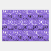 50 years Purple 50th birthday Add Names ラッピングペーパーシート (正面)