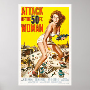 50ft女性の攻撃1958アートレトロ映画 ポスター
