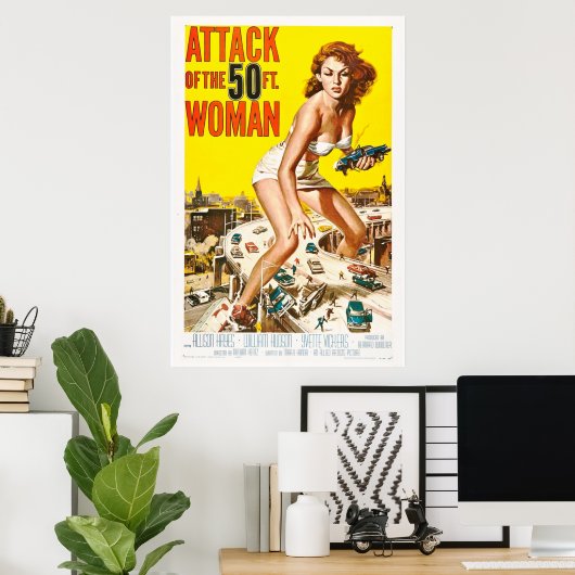 50ft女性の攻撃1958アートレトロ映画 ポスター (ホームオフィス)