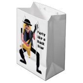 50Mens 🎸🤣ロックスター誕生日ギターファンキーおもしろい ミディアムペーパーバッグ (正面アングル)