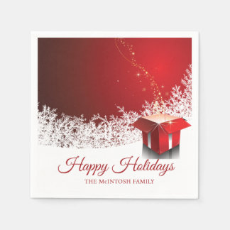50pcs Red White Christmas | Gift box surprise スタンダードカクテルナプキン