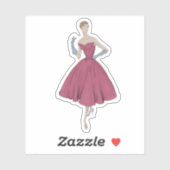 50sおよび60sファッションイラストレーションドレスステッカー シール (シート)