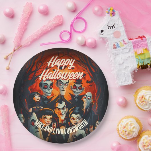 50sコスチュームとカクテルヴィンテージハローウィンパーティ ペーパープレート (パーティー)