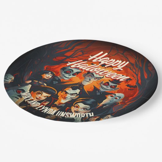 50sコスチュームとカクテルヴィンテージハローウィンパーティ ペーパープレート (アングル)