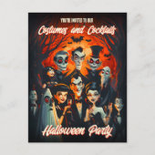 50sコスチュームカクテルアダルトハロウィーン招待状 ポストカード (正面)