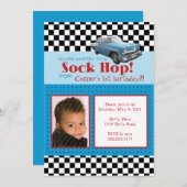 50'sスタイルのリーゼント・バースデー写真招待状 招待状 (正面/裏面)